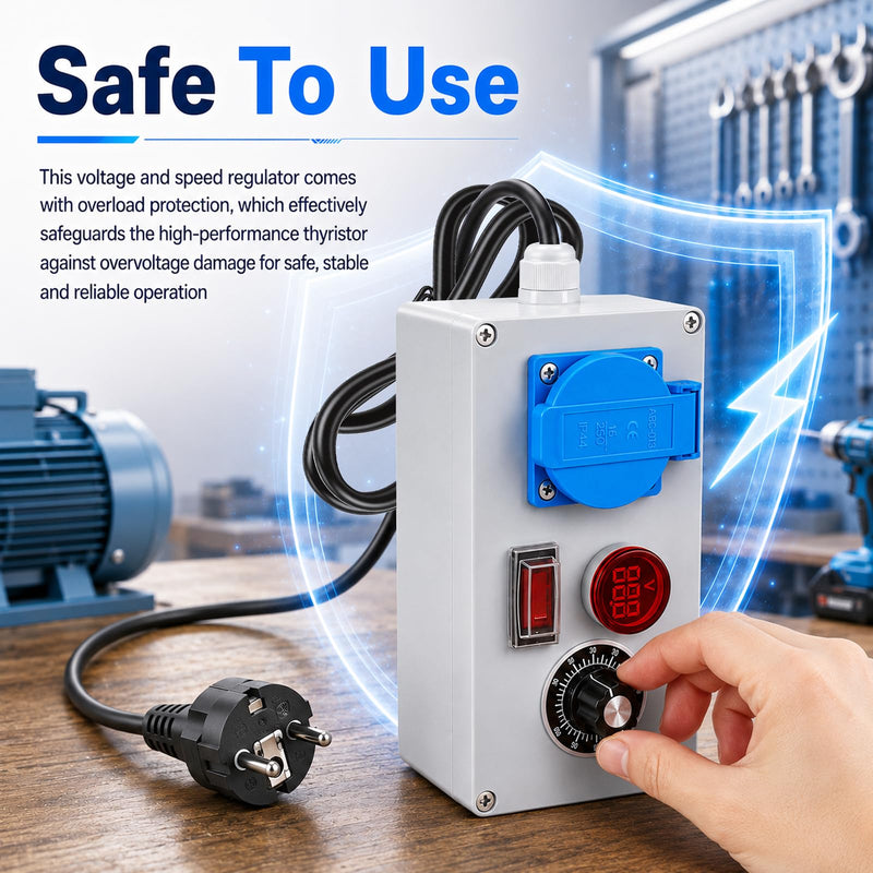 Voltage Regulator Electric Speed Controller 230V 4000W 18A with LED | 18A Max, 10A rated current, 4000W peak. Speed controller for fans, angle grinders, blowers, hand drills. Overload protection