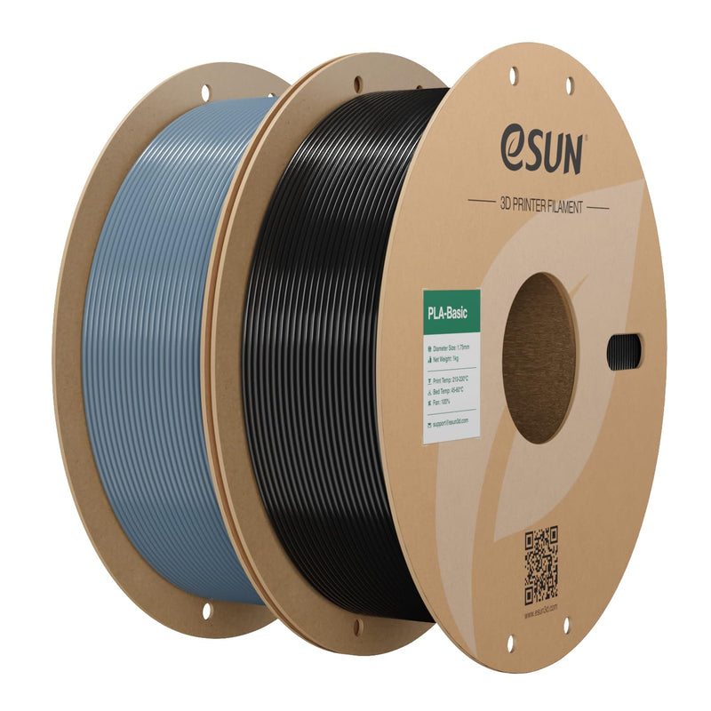 [Australia - AusPower] - eSUN PLA Basic Filament 1.75mm, 3D Printer Filament High Speed PLA for Fast Printing, 1KG per Spool, 2 Spools High Speed 3D Printing Filament, Grey + Black Hb-grey + Black 2KG 
