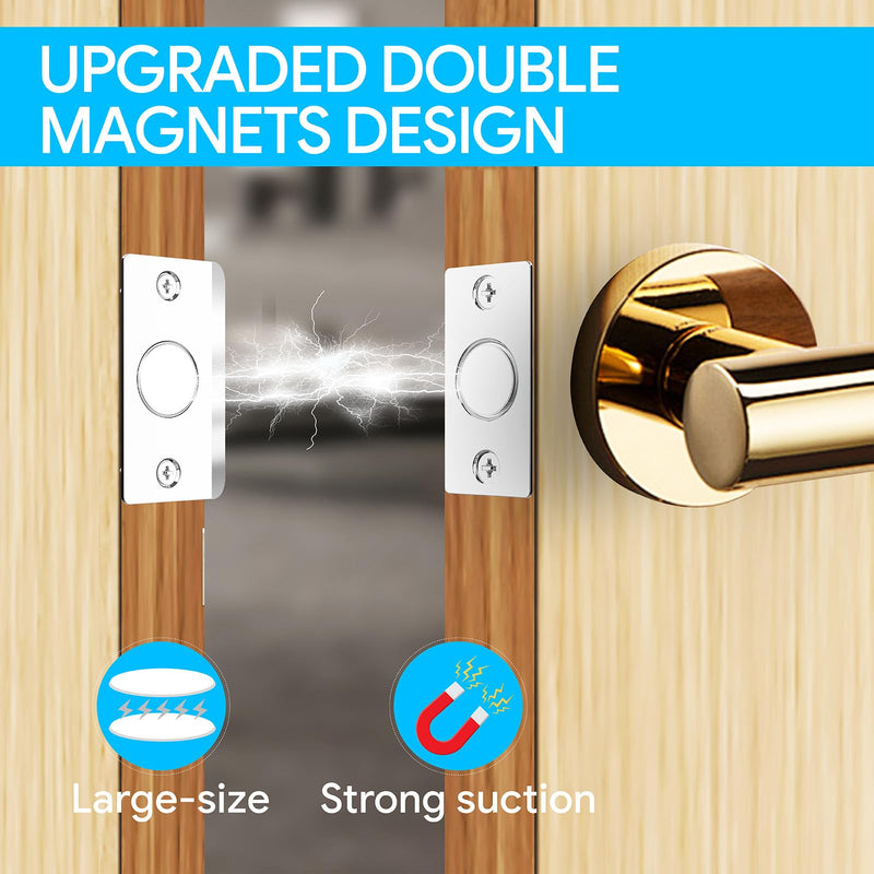 Mousike Door Ball Catch Hardware, Adjustable Hidden Magnetic Ball Catch, Stainless Steel Strike Plate with Strong Suction, Door Ball Catch Replacement for Top of Door (6 Pack, Silver) 6 Pcak - Magnetic