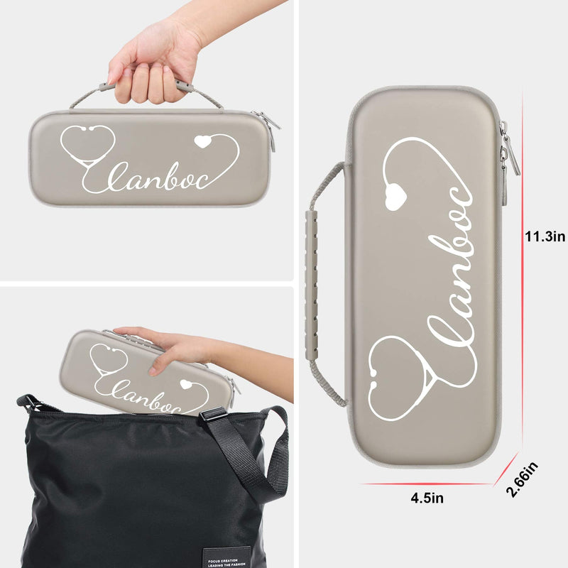 [Australia - AusPower] - Canboc Stethoscope Case, Large Stethoscope Holder with ID Slot, Compatible with 3M Littmann Classic III, Lightweight II S.E., Cardiology IV Stethoscope, Mesh Bag fit Pen Light, Grey PU-Grey 