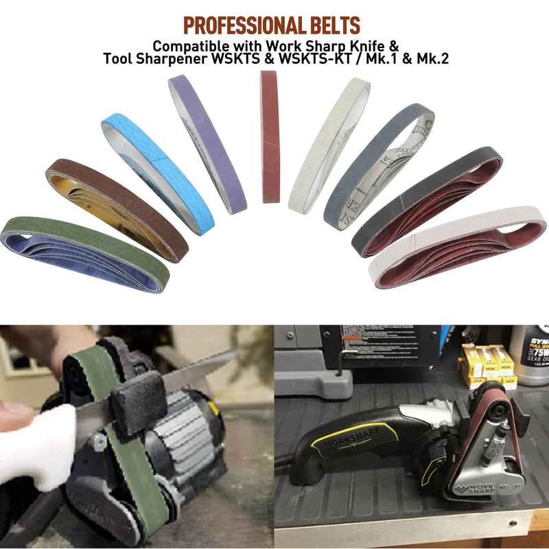 [Australia - AusPower] - 45 Pcs 1/2" x 12" Replacement Sharpening Belt Kit for Official Work Sharp Knife & Tool Sharpener (WSKTS & WSKTS-KT/Mk.1 & Mk.2) - 80/120/240/400/600/800/1000/2500/5000 Grits 45Pcs 80~5000grit 