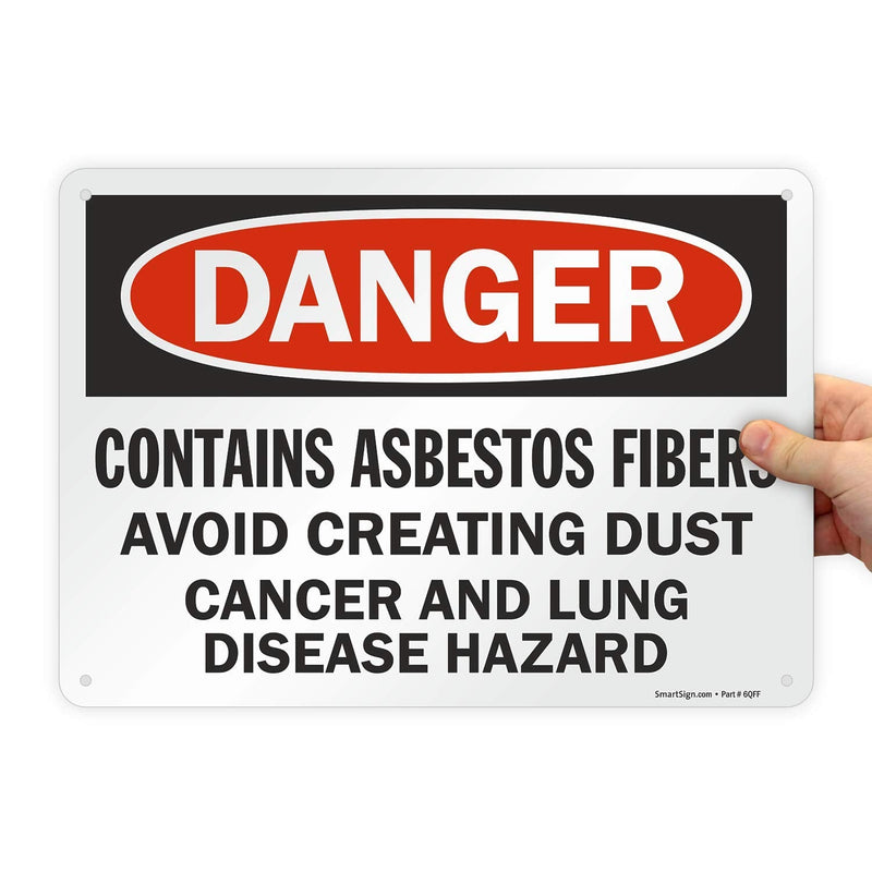 SmartSign "Danger - Contains Asbestos Fibers, Avoid Creating Dust" Sign | 10" x 14" Plastic