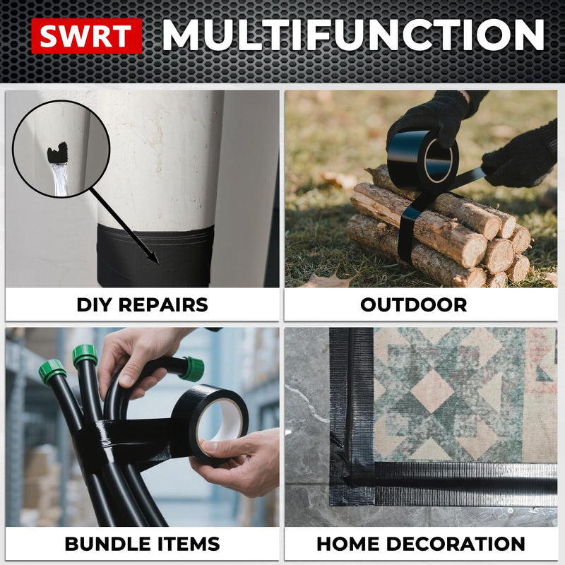 SWRT 9 Mil 2-Pack Black Heavy Duty Duct Tape Strong Adhesive, 2 in x 30 YD (Total 60YD) Duct Heavy Duty Waterproof All Weather Black Duct Tape No Residue Sealing & Patching for Indoor&Outdoor Repair