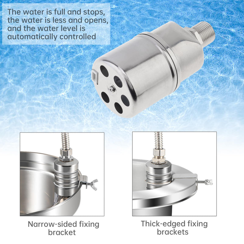 1/2 inch Float Valve, PNXKTXO Water Level Control Float Valve 1/2" to 3/4'' and 1/2'' to 1'' 304 Stainless Steel Fully Automatic Water Level Control Shut Off Valves Hose Connector Style 3