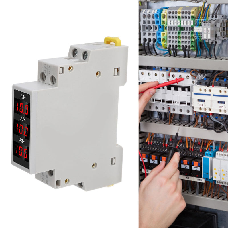 [Australia - AusPower] - 3 Phase Din Rail Voltmeter Ammeter, AC 80‑500V 1‑100A Digital Energy Meter with 3 Sensors, Voltage Current Power Meter Electricity Tester Multimeter Current Power Tester 