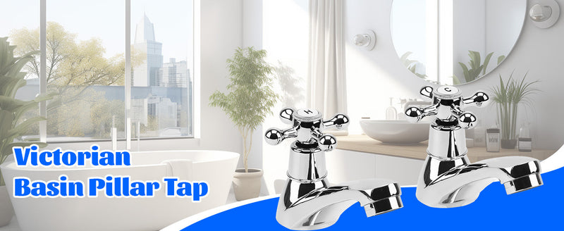 Basin Taps Pair, Traditional Bathroom Faucet 2-Hole Dual Lever Basin Taps