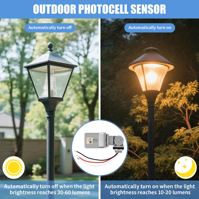 [Australia - AusPower] - Photocell Sensor for Outdoor Lights, 120VAC 50/60Hz Controls Lighting Dusk to Dawn IP54 Waterproof Photoelectric Switch with Swivel Mount for LED/Halogen/CFL in Street Yard Landscape 1 