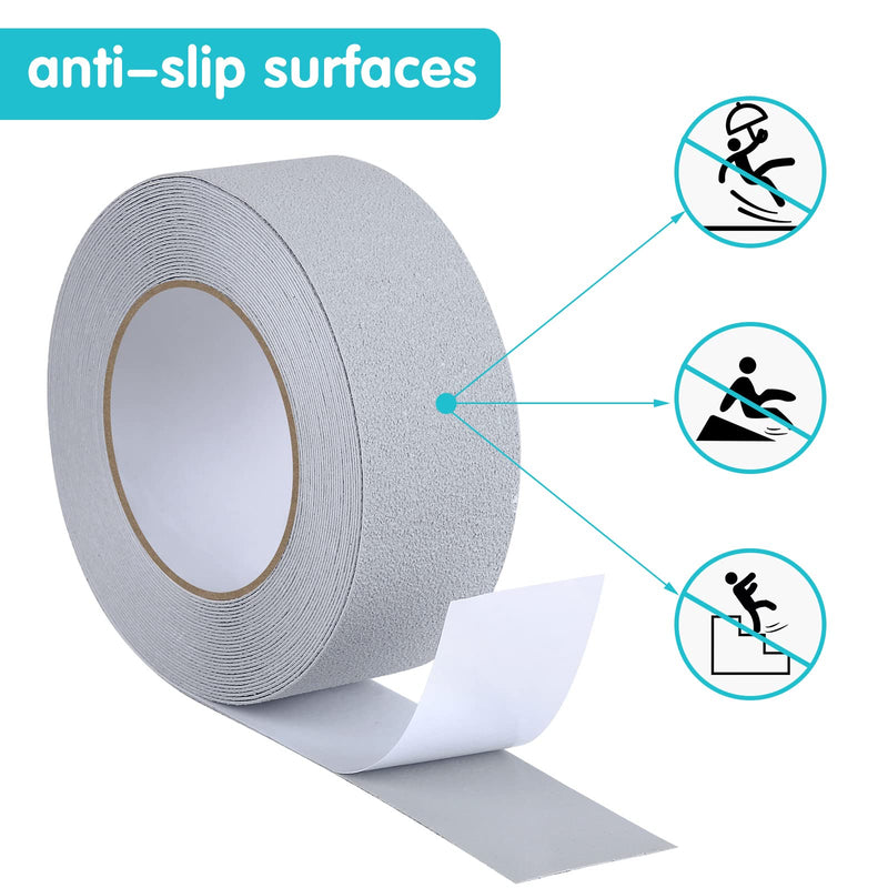 Qingluan Anti Slip Tape, Grip Tape for Stairs Indoor Waterproof, Rubber Grip Tape for Tubs, Stairs, Boats (Grey, 2 Inch x 33 Feet) Rubber Grey