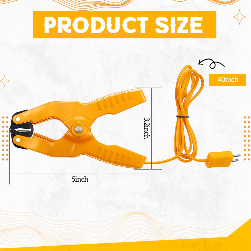 [Australia - AusPower] - 4 Pcs Temperature Clamp HVAC K Type Thermocouple Thermometer Lead Probe Pipe Clip Multimeter Sensor Jaw Clip Plumbing Clamp Measures -40~392℉ for Heating and Cooling System 