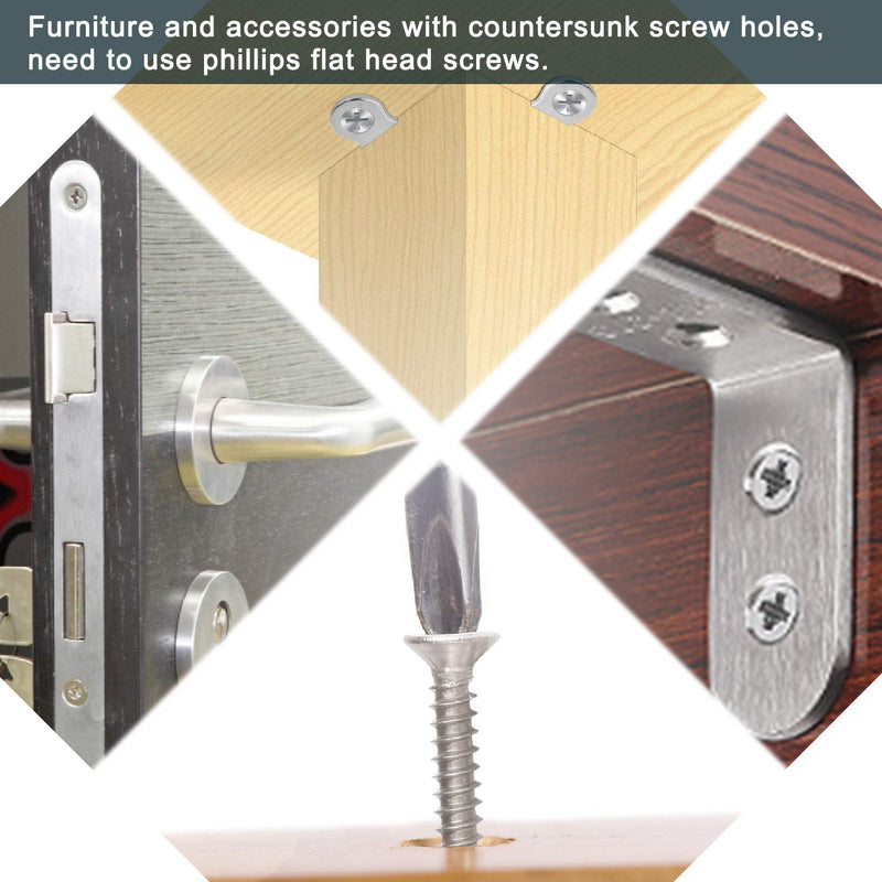 [Australia - AusPower] - Wood Screws - 120PCS Flat Head Phillips Screws, 304 Stainless Steel Screw with Adjustable Wood Countersink Kit (#6 x 3/4") #6 x 3/4" 