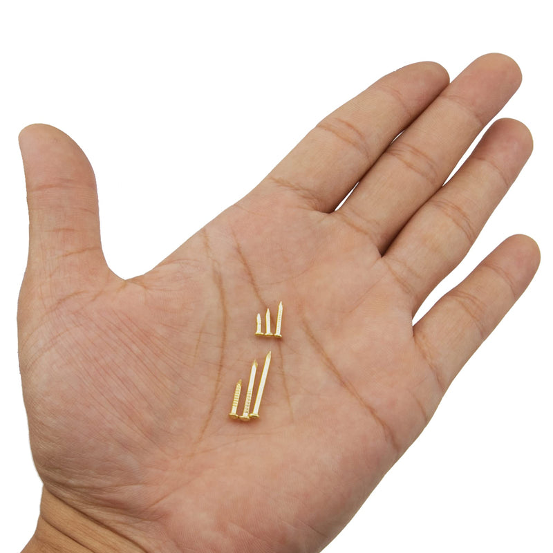 [Australia - AusPower] - 1200Pcs Small Tiny Nails Carbon Steel Brass Plated for Wooden DIY Micro Mini Nails M1.2/1.5 Assortment Kit 6 Sizes 