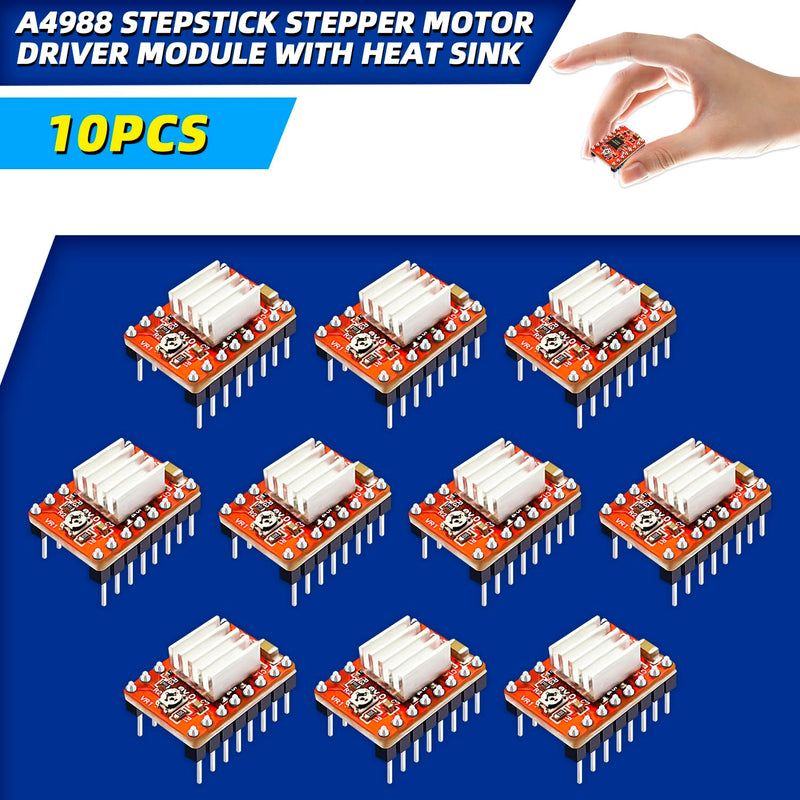 [Australia - AusPower] - 10pcs A4988 Stepstick Stepper Motor Driver Module with Aluminum Heat Sink for 3D Printer Reprap 