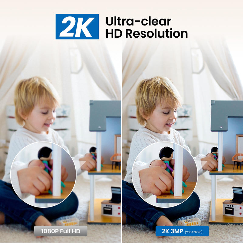 [Australia - AusPower] - Security Camera Indoor-2K 360° WiFi Cameras for Home Security，Pet/Dog/Baby Camera with Phone app, 2-Way Audio, Night Vision, 24/7 SD Card Storage, Works with Alexa & Google Home (2.4Ghz)-D1 2K 1pack 