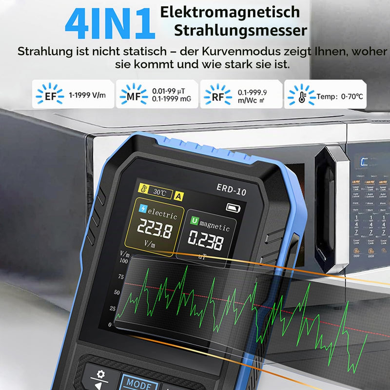 EMF Meter Radiation Detector 3-in-1 EF/MF/RF | Digital Electromagnetic Fields Handheld EMF Meter with LCD EMF Inspections and Ghost Hunting at Home and Office