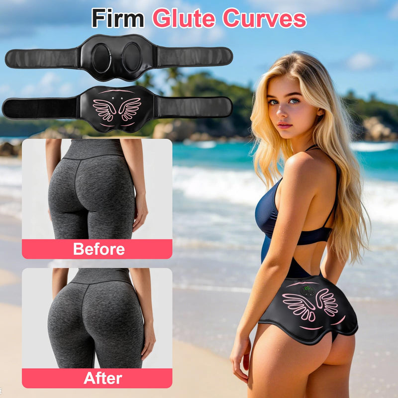 Booty Trainer for Women, Butt Lifting Machine Glute Muscle Stimulator, 8 Modes & 20-Level Intensity Muscle Toner Stimulator Adjustable Abs Stimulator, Home Workout Equipment with Extension Strap Black