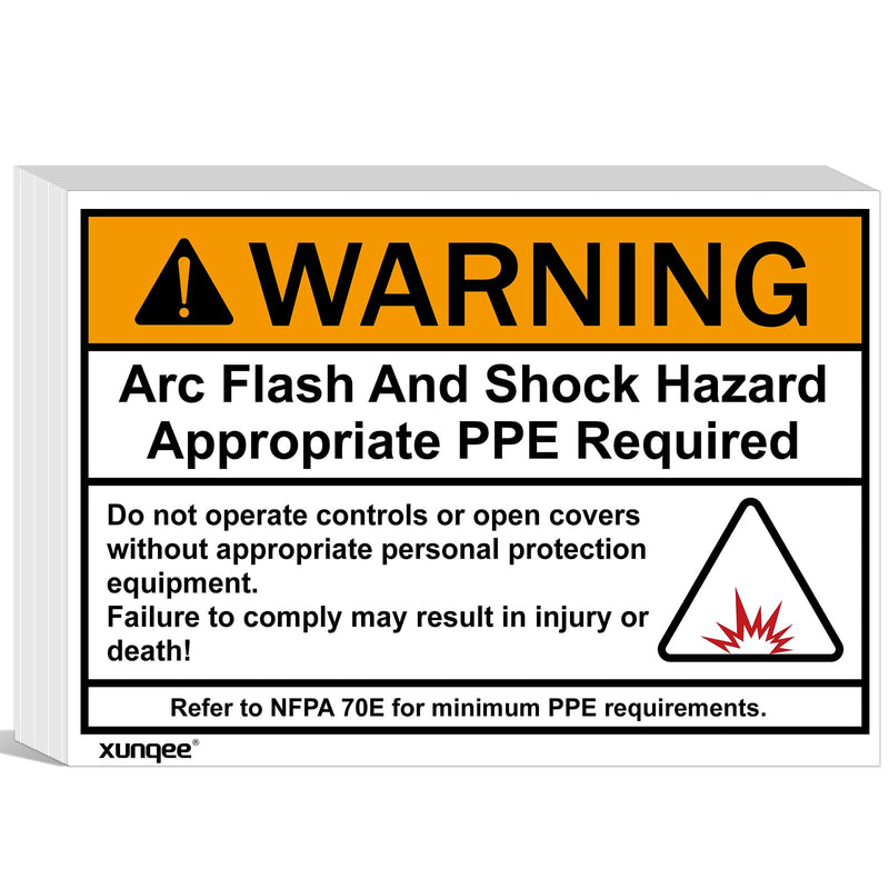 100 pack 5 * 3.5 inch WARNING Arc Flash and Shock Hazard Appropriate PPE Required,High Performance Vinyl Lable for electrical panel labels Safety Signs for the Workplace(orange warning label) orange warning label
