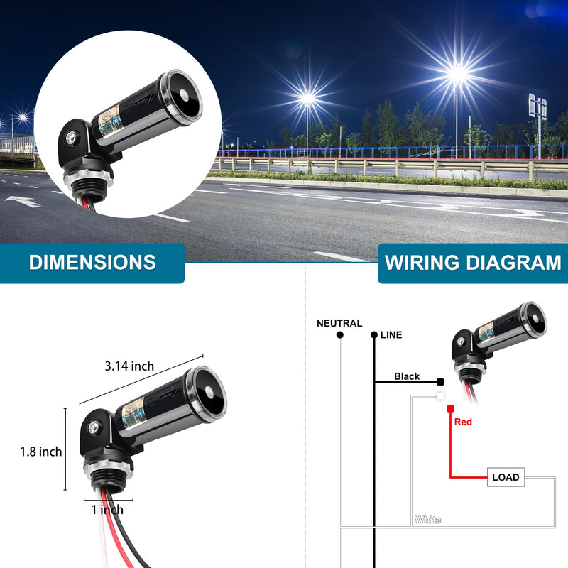 [Australia - AusPower] - Outdoor Photocell Sensor, Dusk to Dawn Day Night Swivel Mount Conduit Lighting Control, Photoelectric Sensor Switch for Indoor Outdoor Light 