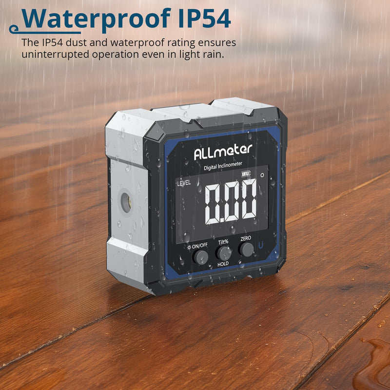 [Australia - AusPower] - USB Rechargeable Digital Angle Finder with Laser – 4-Side Magnetic Inclinometer,0.05° Resolution,IP54 Digital Level with Backlit Display,Protractor Gauge Tool for Woodworking,Construction DIY 