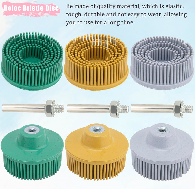 [Australia - AusPower] - 2 Inch Bristle Disc Grit Abrasive Bristle Disc, 6 Pieces Roloc Bristle Disc Grade 50# 80# 120# with 1/4 Inch Shank Abrasive Coating Removal Disc for Metal 