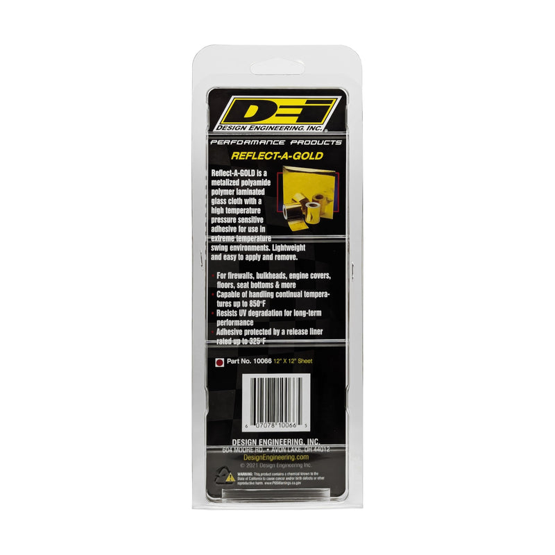 Design Engineering, Inc. Reflect-A-Gold 12" x 12" | High-Temperature Heat Reflective Adhesive-Backed Sheet | Thermal Insulation Heat Shield | Made in USA 12"x12" Sheet (Smaller Packaging)