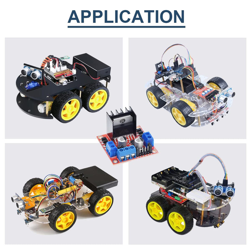 [Australia - AusPower] - 2 Pcs L298N Motor Drive Controller Board DC Dual H-Bridge Robot Stepper Motor Control Module for Arduino Smart Car Power with Dupont Cable, 24AWG Wire 