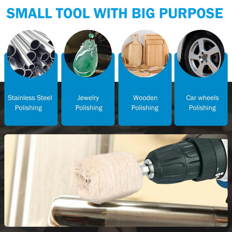 [Australia - AusPower] - 6PCS Drill Buffing Wheels with 3PCS Polish Compound, Wheel Polishing for Drill, Buffing Pad Polishing Wheel Tool Kits for Metal, Stainless Steel, Jewelry, Wood, Plastic, Ceramic, Glass and etc 