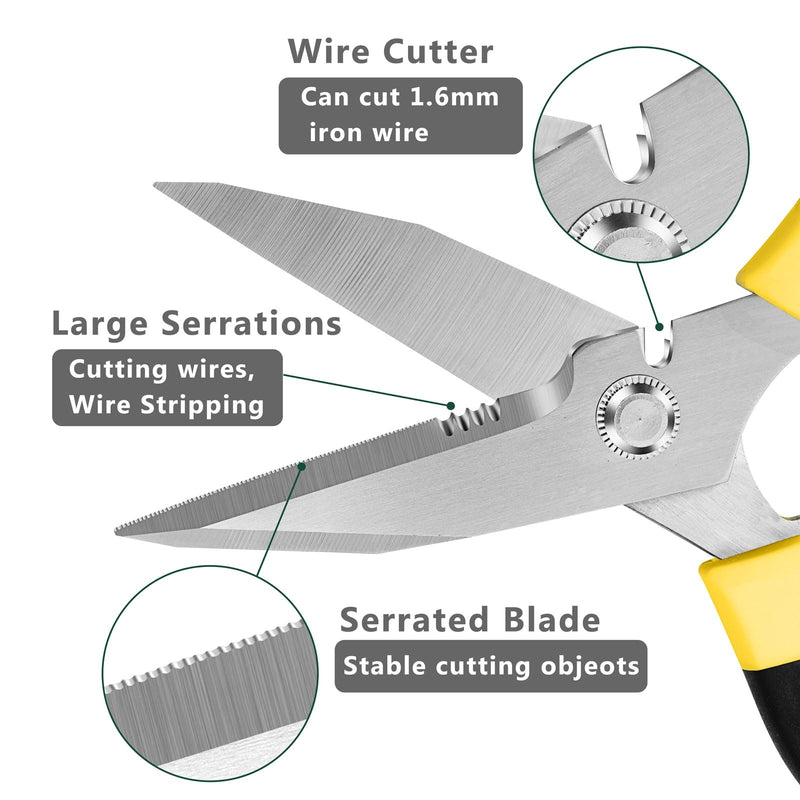 [Australia - AusPower] - Utility Scissors Heavy Duty Multipurpose 8'',sharp Scissors All Purpose heavy duty,Carpet Scissors,Easy Cutting Cardboard,Wires,Leather,Fabric, Shears Tools For Left & Right Handed.?Yellow? 8'' Yellow 