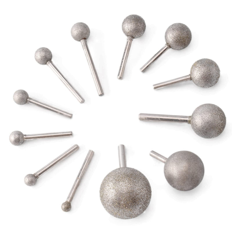 JINGLING 50mm 2 inch Spherical Head Diamond Grinding Bit Coated Round Ball Burs with Shank 5/16" Grit 80 Tools for Stone 50mm (2")