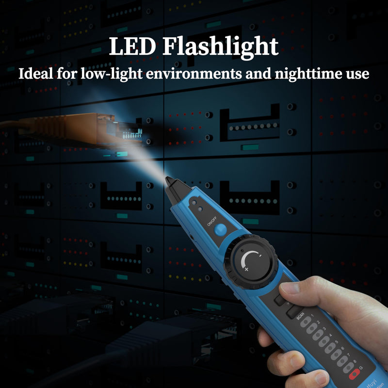 Network Cable Tester, POE RJ11 RJ45 Cable Tracer | Digital Signal Line Finder LAN Network Cat5 Cat6 Cable Maintenance Collation Telephone Line Test FY 869B -blue