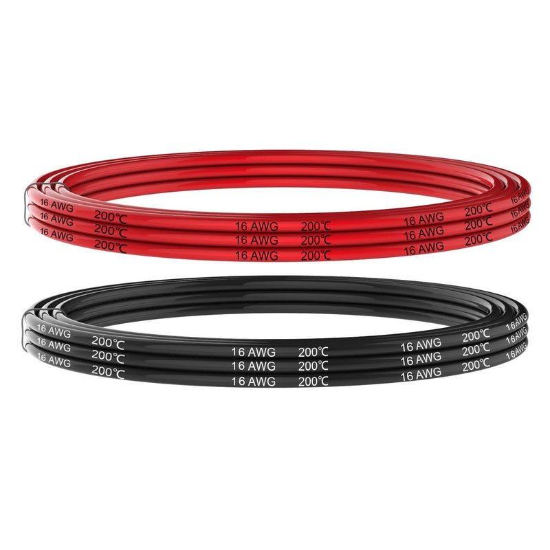 [Australia - AusPower] - Electrical Wire 16 AWG 16 Gauge Silicone Wire Hook Up Wire Cable 20 Feet [10 ft Black and 10 ft Red] - Soft and Flexible 252 Strands 0.08mm of Tinned Copper Wire High Temperature Resistance (16AWG) 2 Colors each 10FT 16AWG 