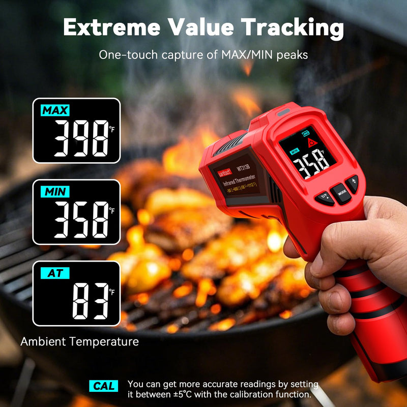 [Australia - AusPower] - Wintact Laser Infrared Thermometer Gun, -58°F to 1112°F Surface Heat Temperature Gun, Non-Contact Digital Thermometer for Kitchen Cooking Food, Pizza Oven, BBQ, Griddle, Soap Making, HVAC WT313B 
