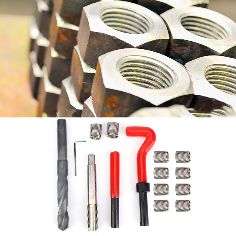 [Australia - AusPower] - Thread Inserts Repair Kit, 15 Pcs Stainless Steel Thread Inserts M14x1.5 Female Thread Repairing Accessory Assortment Kit Thread Repair Tool for Automotive Mechanical Repairing 