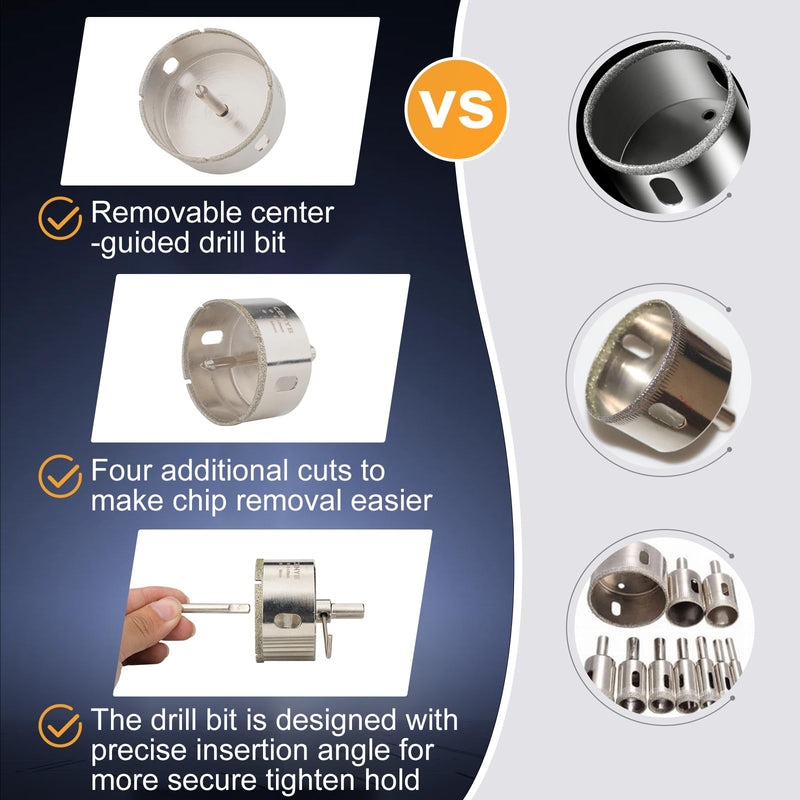 5-1/8inch | 130mm Diamond Hole Saw with Center Drill bit and Diamond-Coated Center Drill bit for Ceramic Glass Marble Fiberglass Granite and Porcelain Tiles by CENYB 130mm | 5-1/8inch