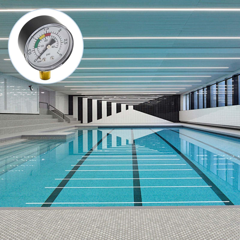 [Australia - AusPower] - Pressure Gauge, High Precision Pressure Gauge, Water Pressure Gauge, 0-3 Bar, 1/4 BSPT Compressed Air Pressure Gauge, Vertical Pressure Gauge, Swimming Pool Pressure Gauge, Low Pressure Gauge for Gas 