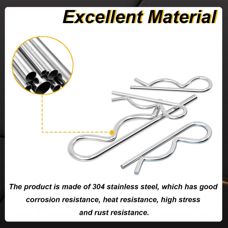 [Australia - AusPower] - 200pcs 13-Values Cotter Pin Assortment Kit 304 Stainless Steel Cotter Pins Hitch Pin Clip Tractor Cotter Pin Used for Hitch Pin Lock System, Trucks, Engine Repair in Towing Hitch Clips & Pins 