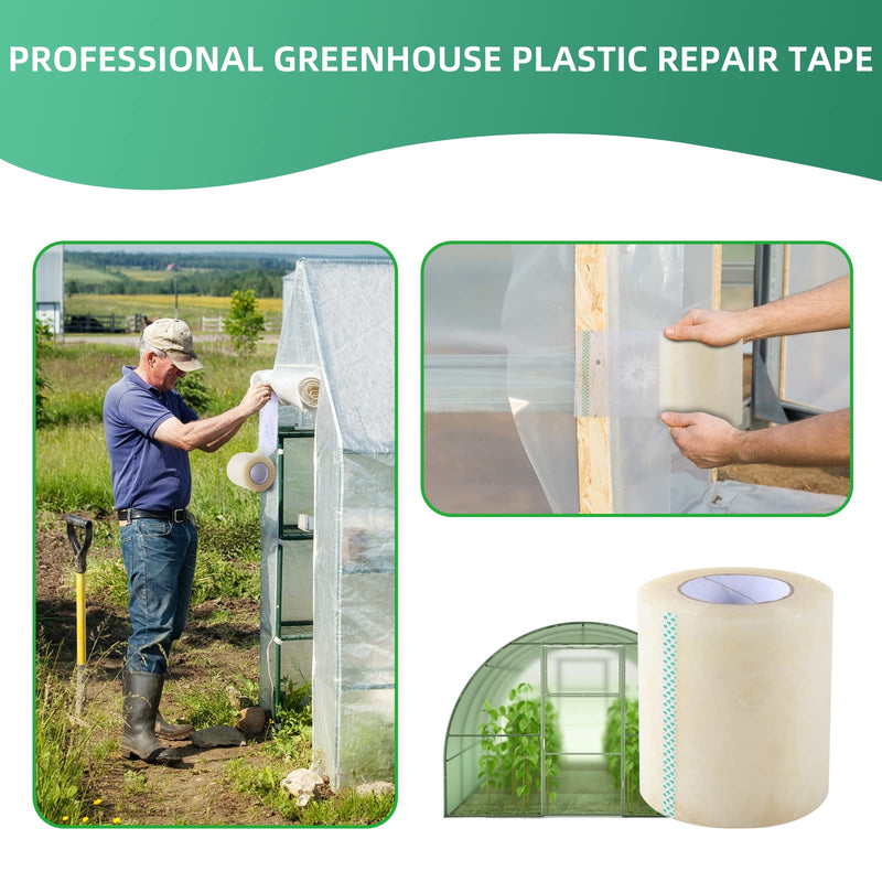 Greenhouse Repair Tape, 6.3 mil Thickness Greenhouse Plastic Tape, Clear UV Resistant Greenhouse Sheeting Coverings Film Tape(3inX213ft) 3"x213'