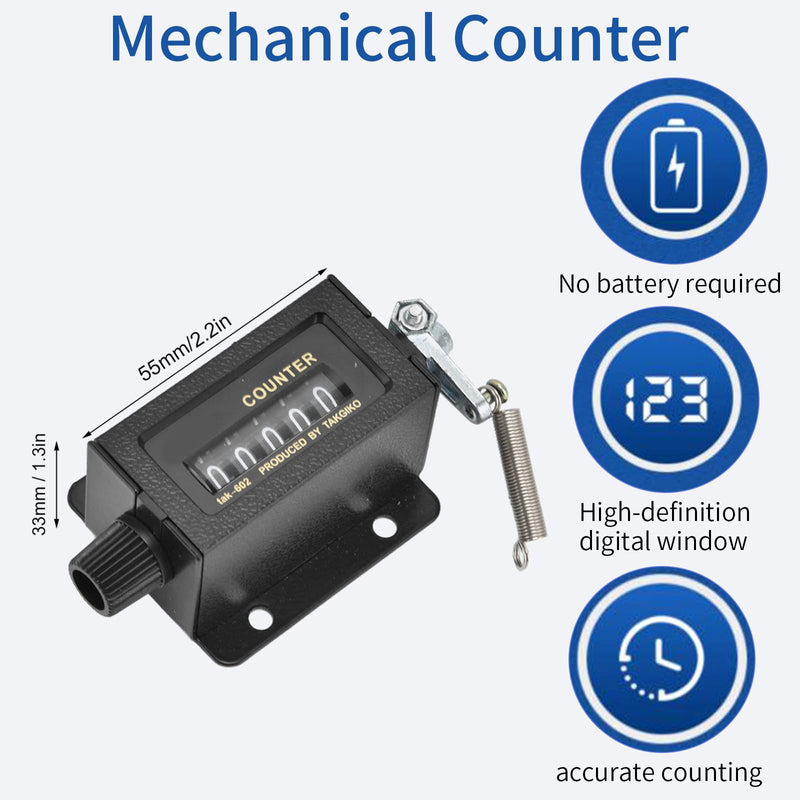 [Australia - AusPower] - Bale Counter,5 Digit Mechanical Counter,Rotary Knob Resettable Counter Black with Spring for Machine for Industry for Printing 