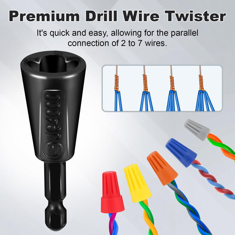 [Australia - AusPower] - 4 Pcs Multifunctional Wire Twister Tool for Drill, Lightweight Wire Nut Twister Compatible with 8 to 24 Awg and 2 to 7 Ways Effortlessly, Wire Nut Twister for Drill for Electrical Power Drill 
