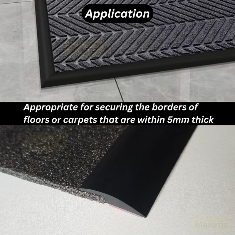 [Australia - AusPower] - Floor Transition Strip Self Adhesive Carpet Wood Tile Vinyl Flooring Laminate Transition Cover Edge Trim Gap Doorway Threshold for Uneven Floors Heights Within 5 mm (Black, 40 inches) Black 