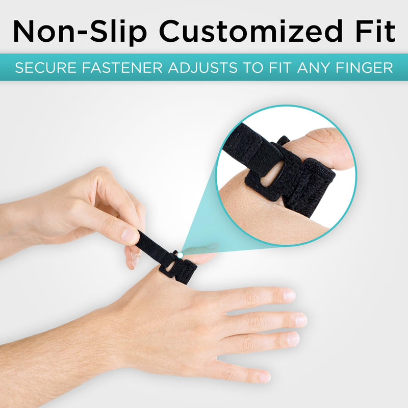 [Australia - AusPower] - Vive Trigger Finger Splint - Support Brace for Middle, Ring, Index, Thumb and Pinky Straightening Curved, Bent, Locked Stenosing Tenosynovitis Hands Tendon Lock Release Stabilizer Knuckle Wrap Single Black 