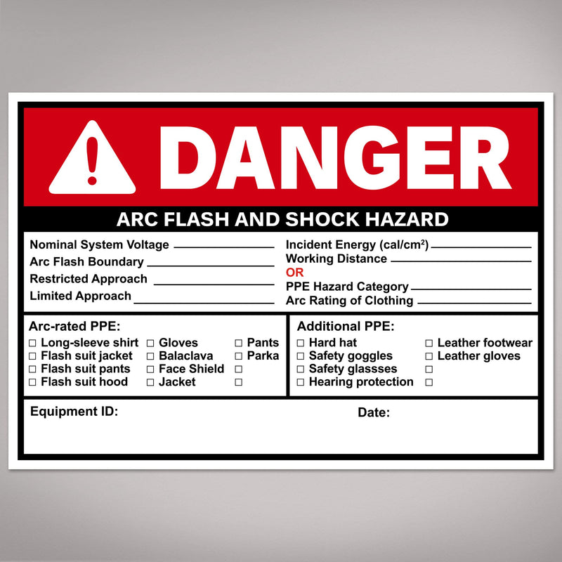 Avery Arc Flash/Shock Danger Labels, Waterproof, UV Resistant, Preprinted, Handwrite-Only, 3.5" x 5", 100 Warning Decal Labels 3.5" x 5" 100 labels