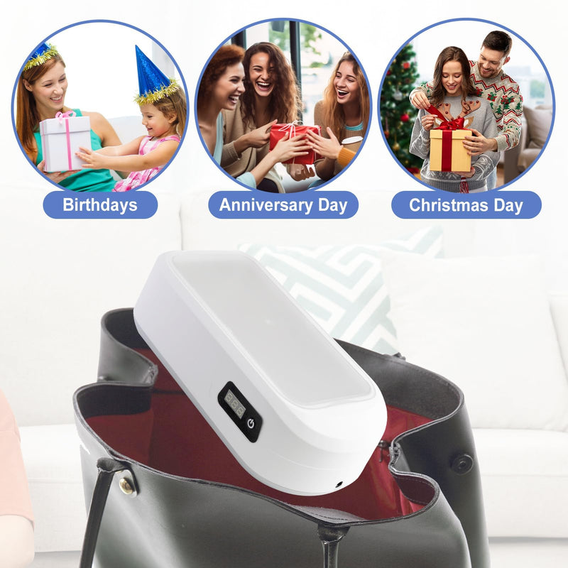 [Australia - AusPower] - Ultrasonic Jewelry Cleaner, 22oz Jewelry Ultrasonic Cleaner 48W Portable Professional Ultrasonic Cleaner for Jewelry, Eyeglass, Watches, Dentures, Ring, Blade Razor 640ml 48KHz(White) 