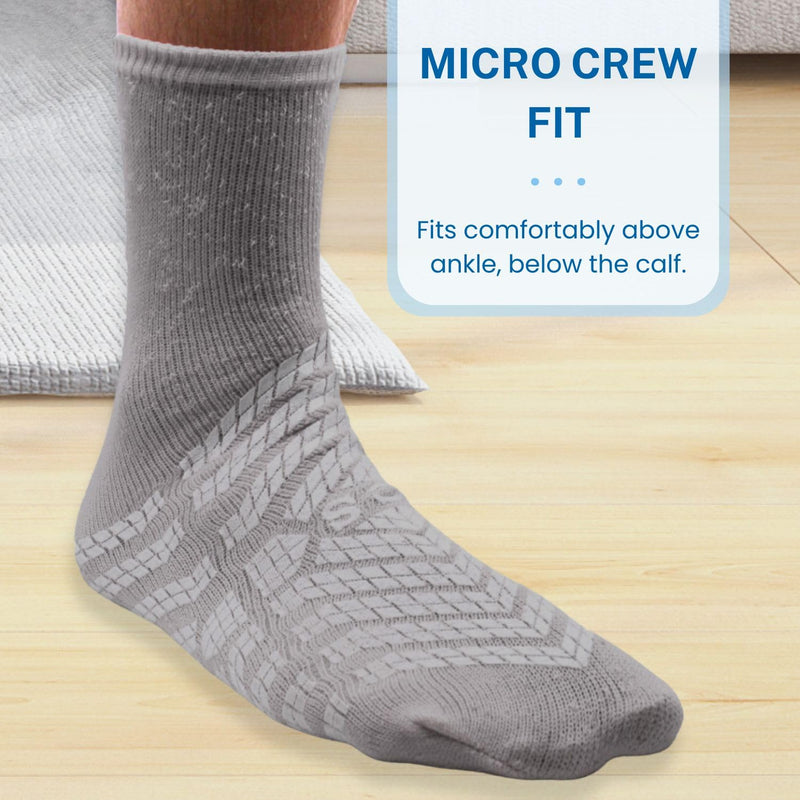 [Australia - AusPower] - HCS XL Hospital Socks with Grips for Women & Men (6 Pairs) - 360 Hospital Grip Socks for Women, Men, Elderly, Seniors - Non Slip Sock, All-Around Tread - Fall Risk Patient Slippers (Gray, XL) X-Large Grey 