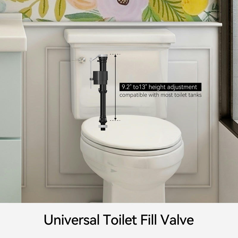 R&T Toilet Fill Valve A1320, Toilet Repair Kit Inside Tank, Universal Toilet Replacement Kit, Quiet and Fast Stop Toilet Leaks, Height Adjustable, Easy to Install No Plumber Required