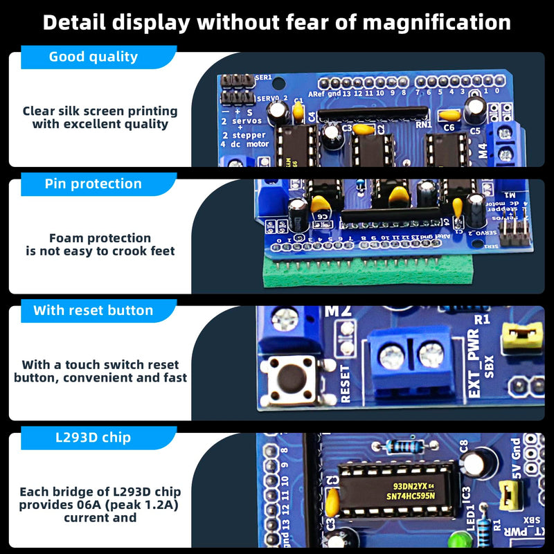 [Australia - AusPower] - 4Pack L293D Stepper Motor? DC Motor Drive Shield Stepper Motor Drive Shield Expansion Board Compatible with Arduino 