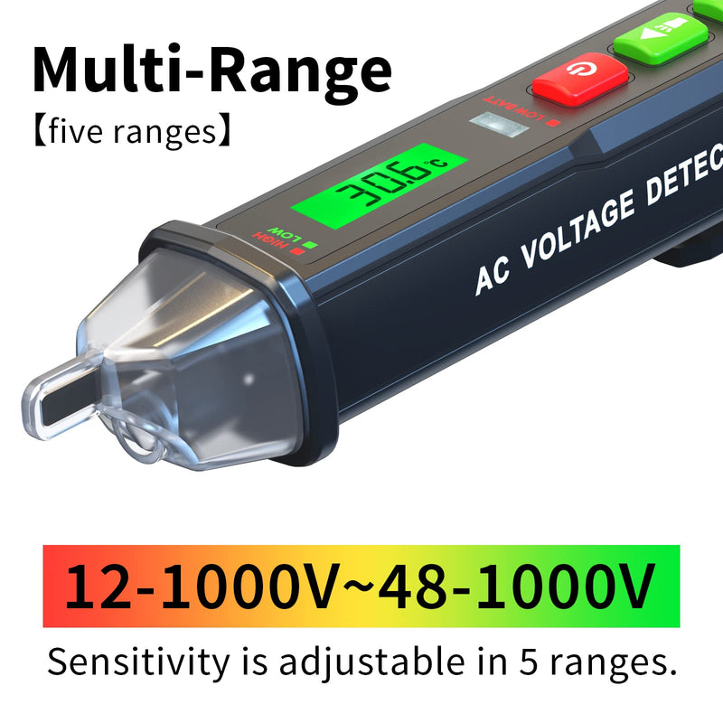 [Australia - AusPower] - ZOYI ZT-DB03 AC Voltage Detector - Non-Contact Voltage Tester Pen, Adjustable Sensitivity, Electricity Tester, Live Wire Tester, Electrical Tester Pen, 12-1000V Red 