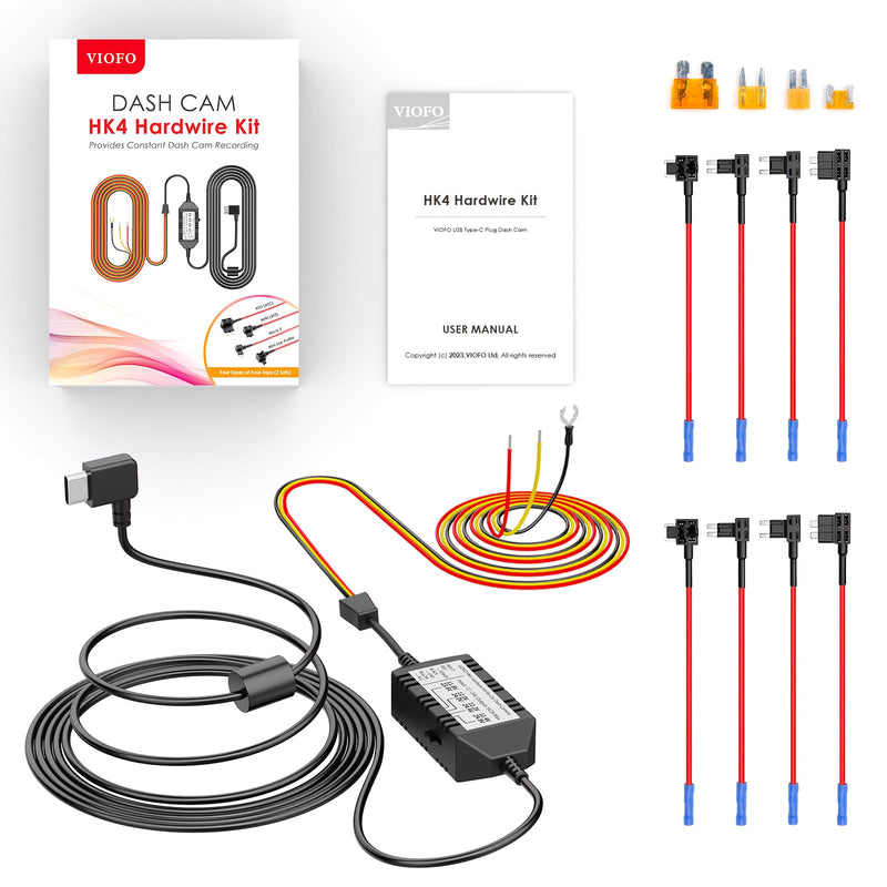 [Australia - AusPower] - VIOFO HK4 Hardwire Kit with 8pcs Full Set Circuit Fuse Tap, Type-C Port, for A119MINI /A119MINI 2 /A229 Duo&Plus&PRO /T130 /WM1 /A139 /A139Pro Dash Cam HK4+8PCS Full Set Fuse 