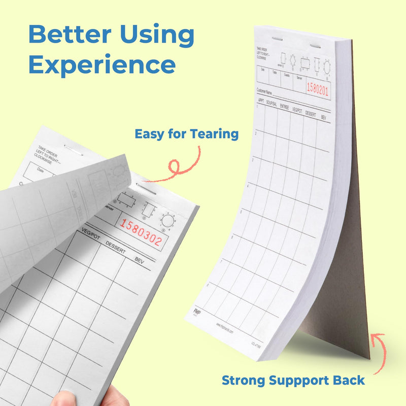 [Australia - AusPower] - FMP Brands Server Note Pads Paper, Guest Check Books, Total 500 Sheets, 5 Pads, 100 Sheets/Pad, Guest Check Pads, Order Pads for Servers, Waitress Notepads for Restaurant, Bar, Cafe, Diners White - Checkers 