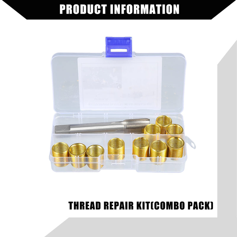 [Australia - AusPower] - Outer/Universal Spark Plug Thread Repair Tools with M14x1.25 Inner Inserts and M16x1.25 Tap/High Speed Steel Tap Spark Plug/Durable/Metal / 1 Set/Gold Tone 