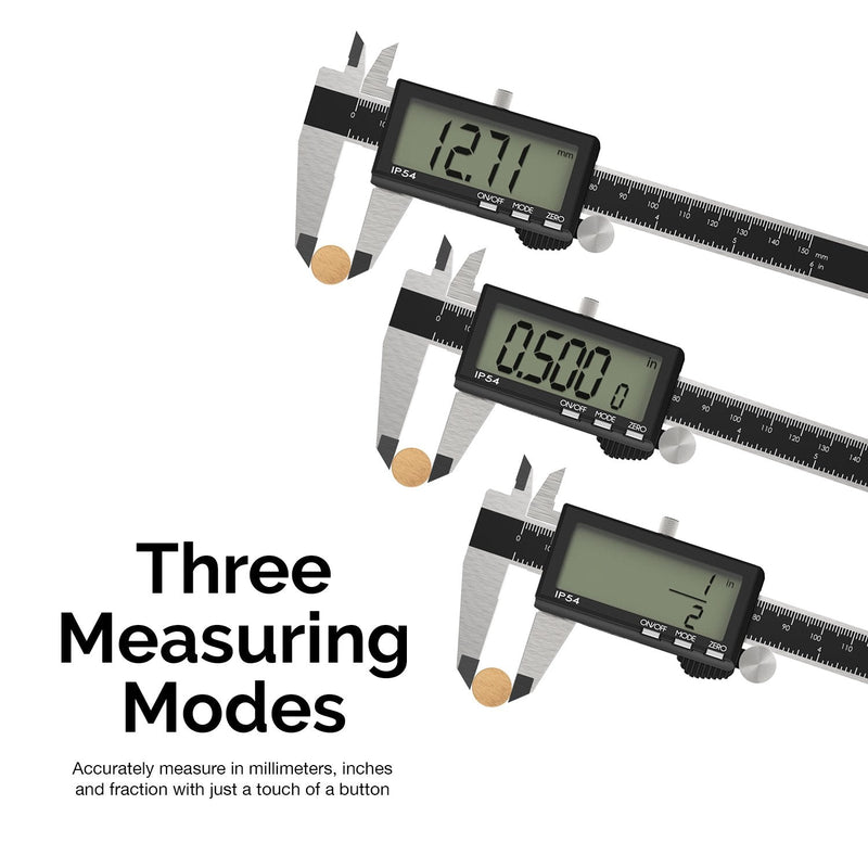 [Australia - AusPower] - NEIKO 01401A 6-Inch Electronic Digital Caliper, Stainless Steel, Extra Large LCD Screen, Measurement Conversions for Inches, Millimeters, and Fractions 6 Inch, XL Screen 